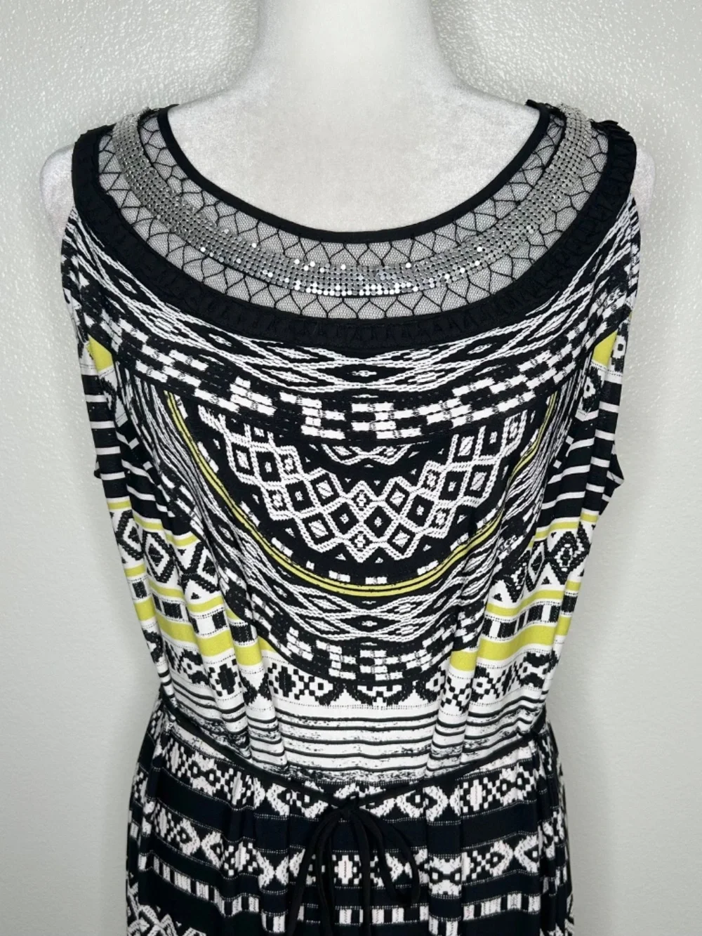 Catherines Womens Black & White Patterned Sleeveless Jersey Maxi Dress Size 1X - Picture 2 of 9